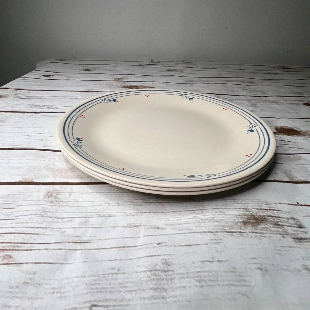 Corelle‎ Dinner Plates White Country Cottage Blue Floral 10.25 Inch Set of 3
